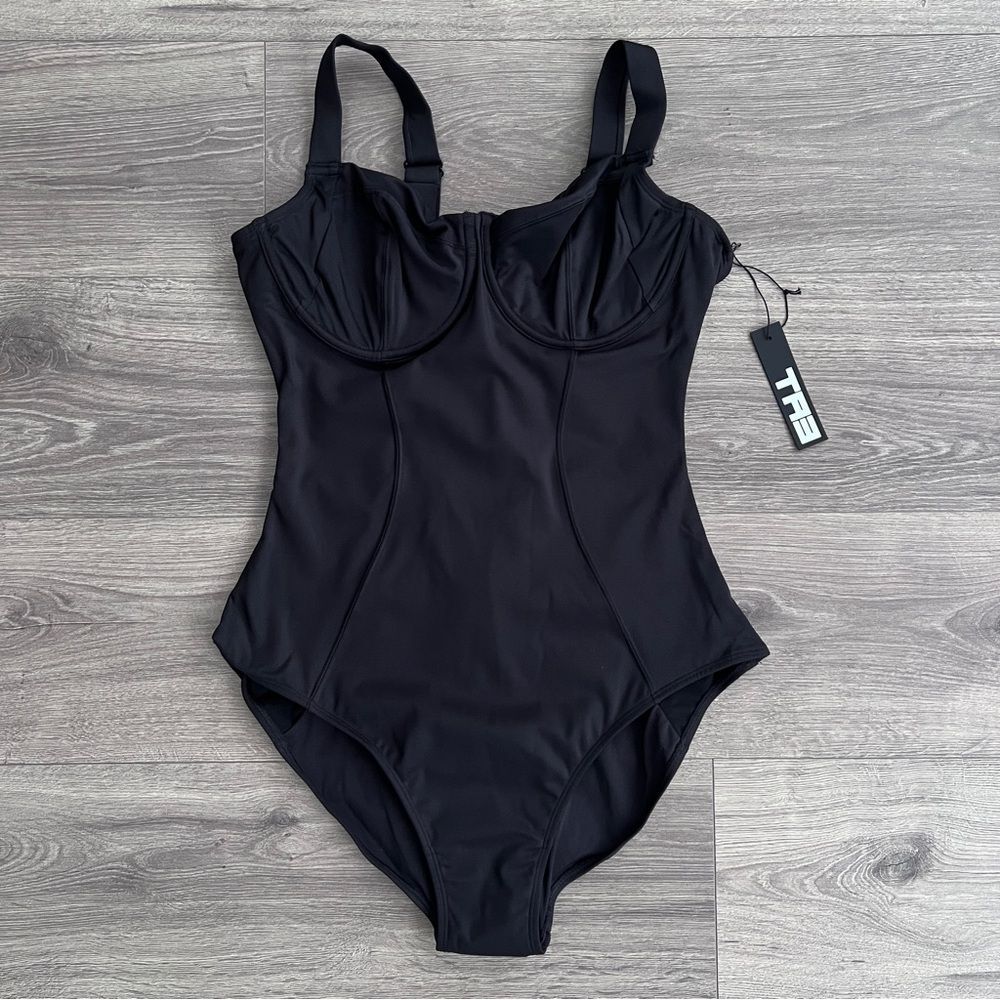 TA3 Lifty One Piece Swimsuit XL Regular B/C Cup Black Compression Shapewear NWT